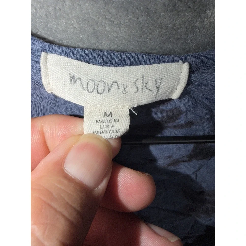 Moon & Sky Womens Tie Dye V Neck Blouse Medium Dolman Sleeve Loose Fit Boho